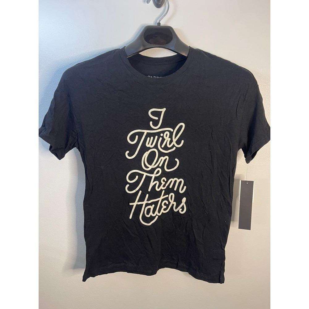 Carbon Copy Womens I Twirl On Them Haters Graphic Tee Black Cotton Modal M NEW